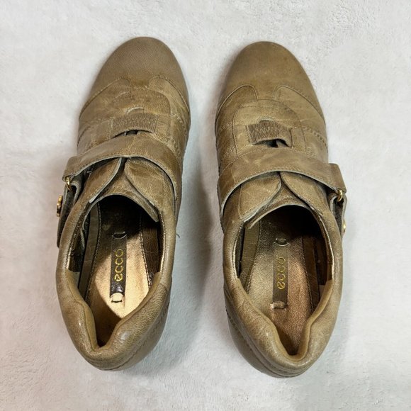 ECCO Women's 38 Elastic Strap Brown Leather Slip-On Comfortable Shoes - Picture 11 of 16